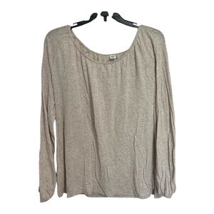 Old Navy Oatmeal Long Sleeve Scoop Neck Top Women M Cotton Modal Basic Layering